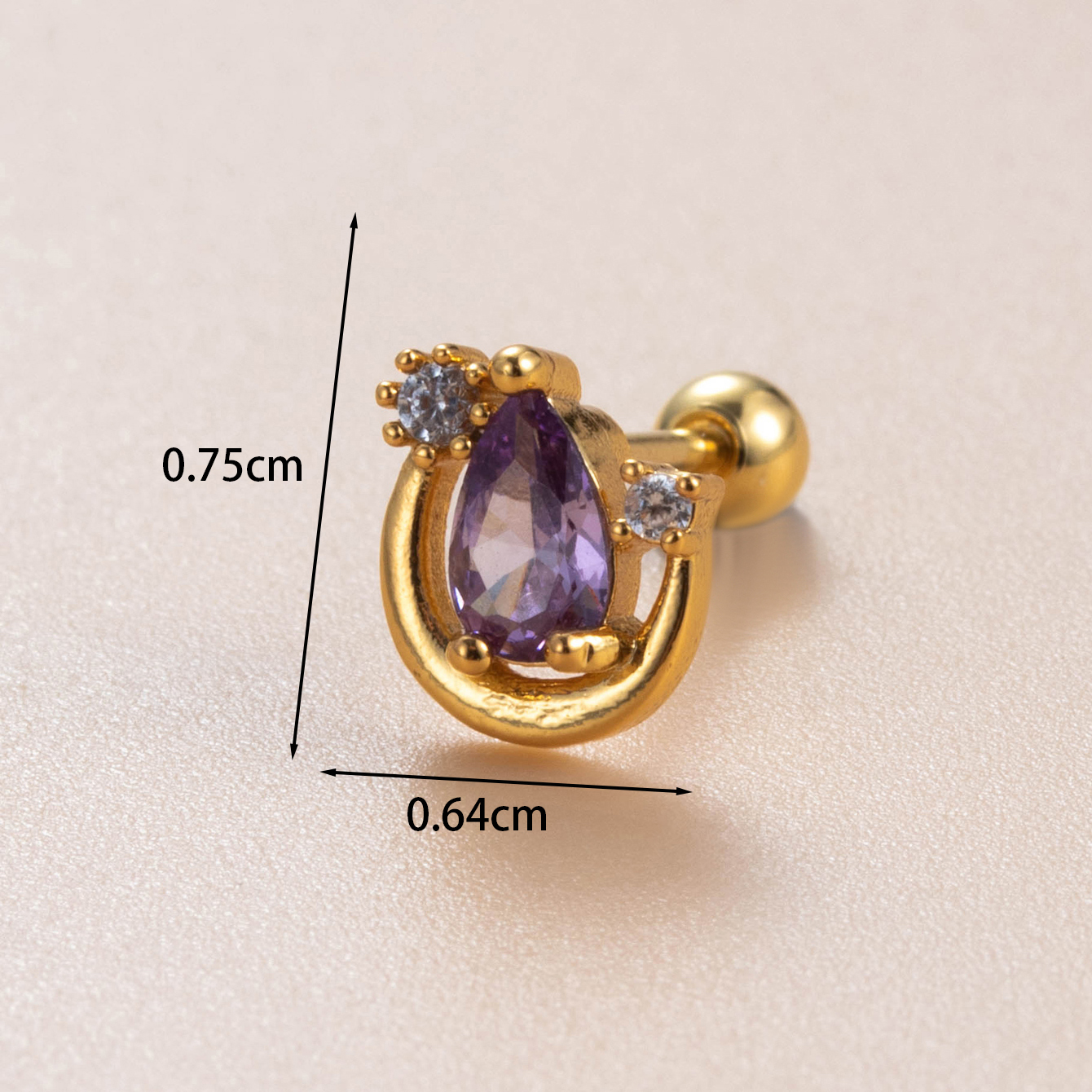 1 Piece Simple Series Classic Droplet Copper 18K Gold color Plated Material Zircon Women's Stud Earrings h5 